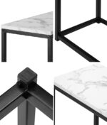 Oikiture Console Table Marble-look Iron Black&White - Image 9