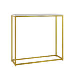 Oikiture Console Table Marble-look Iron Gold&White