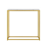Oikiture Console Table Marble-look Iron Gold&White - Image 6