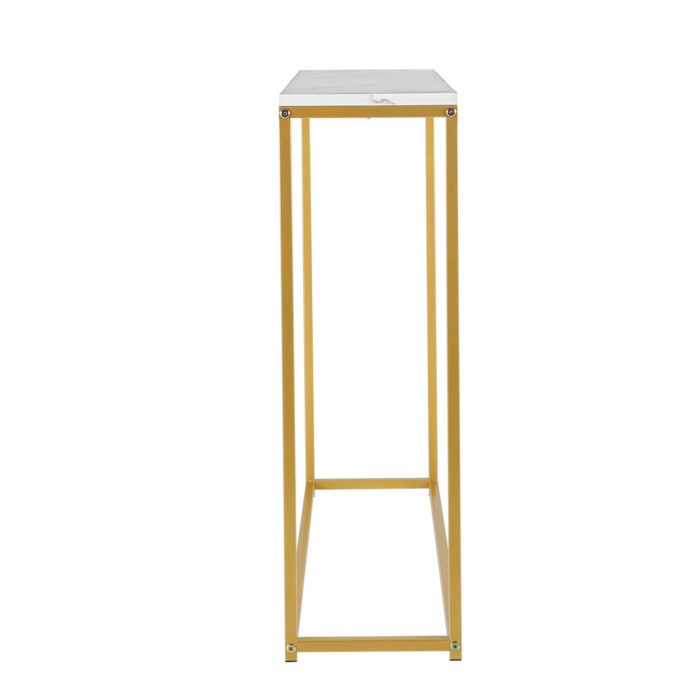 Oikiture Console Table Marble-look Iron Gold&White - Image 5