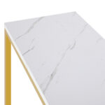 Oikiture Console Table Marble-look Iron Gold&White - Image 3