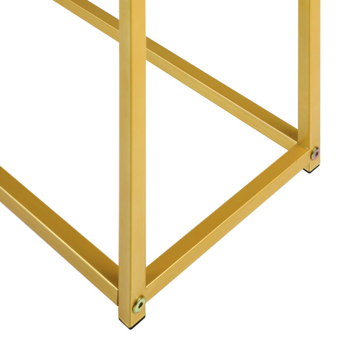 Oikiture Console Table Marble-look Iron Gold&White - Image 2