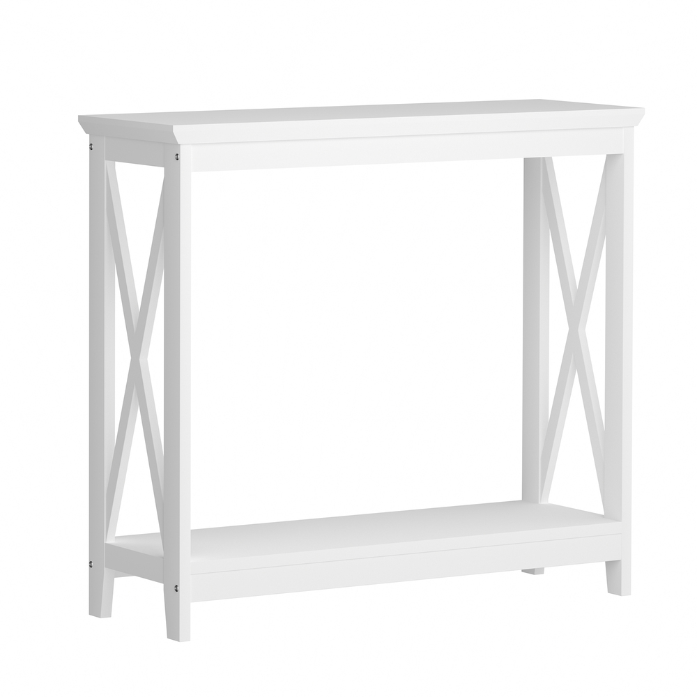CST-VJ-MEC-F5-WH-01 Oikiture 2-Tier Console Table X-Design Wooden White - Image 1