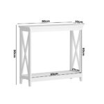 Oikiture 2-Tier Console Table X-Design Wooden White - Image 3