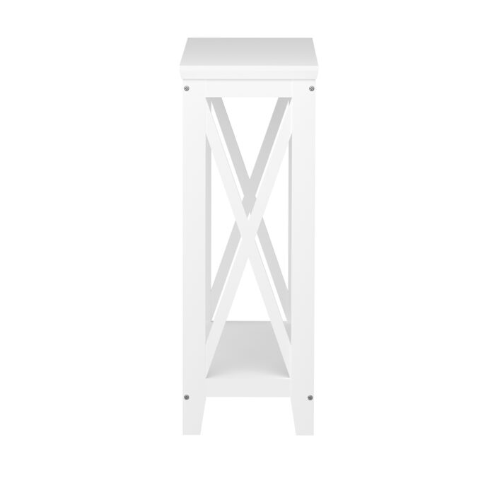 Oikiture 2-Tier Console Table X-Design Wooden White - Image 4