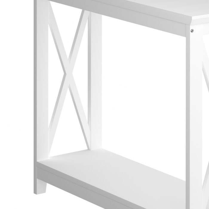 Oikiture 2-Tier Console Table X-Design Wooden White - Image 9