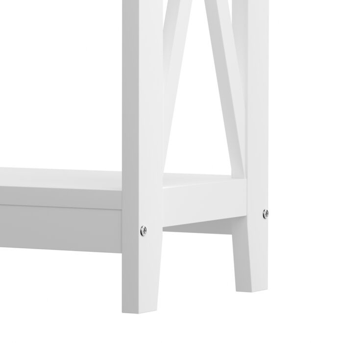 Oikiture 2-Tier Console Table X-Design Wooden White - Image 8
