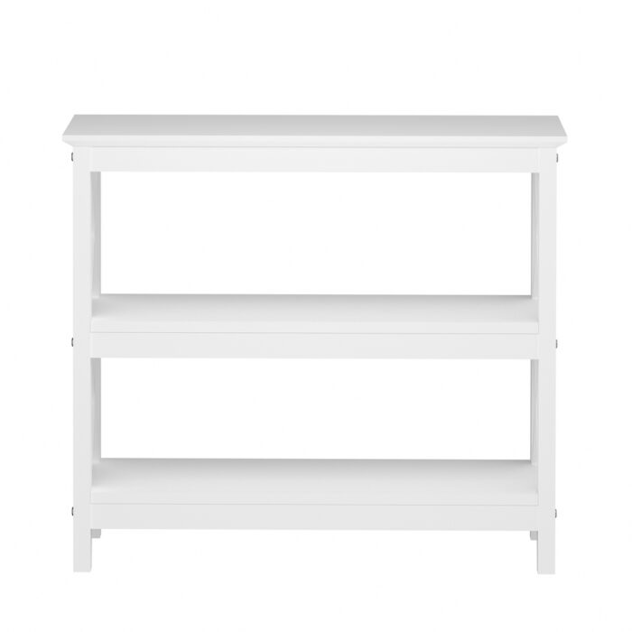 Oikiture 3-Tier Console Table X-Design Wooden White - Image 3