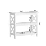 Oikiture 3-Tier Console Table X-Design Wooden White - Image 7