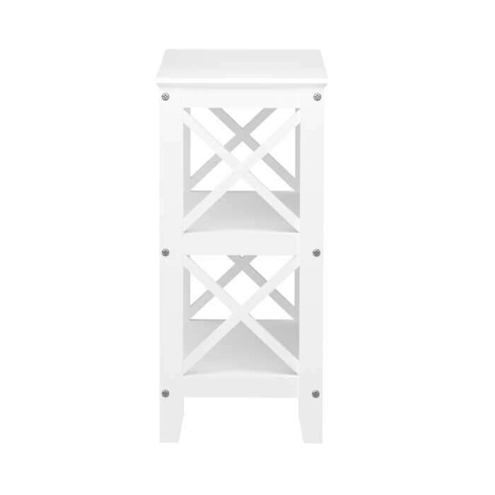 Oikiture 3-Tier Console Table X-Design Wooden White - Image 9