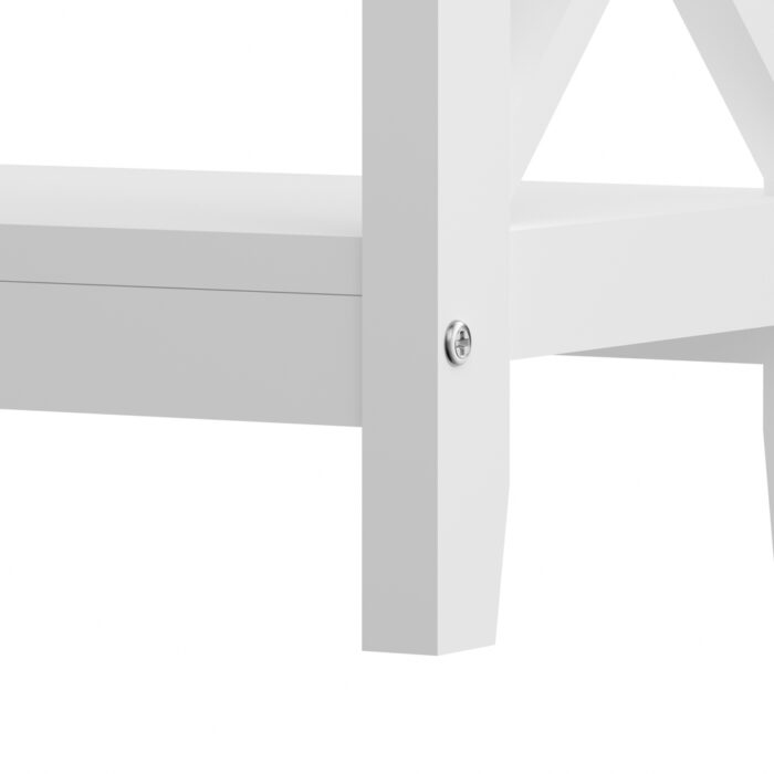Oikiture 3-Tier Console Table X-Design Wooden White - Image 2