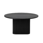 Oikiture Coffee Table Round Wooden Black