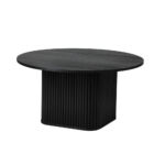 Oikiture Coffee Table Round Wooden Black - Image 8