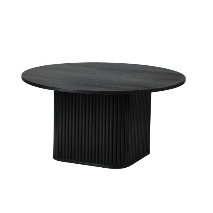 Oikiture Coffee Table Round Wooden Black - Image 8