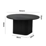 Oikiture Coffee Table Round Wooden Black - Image 6