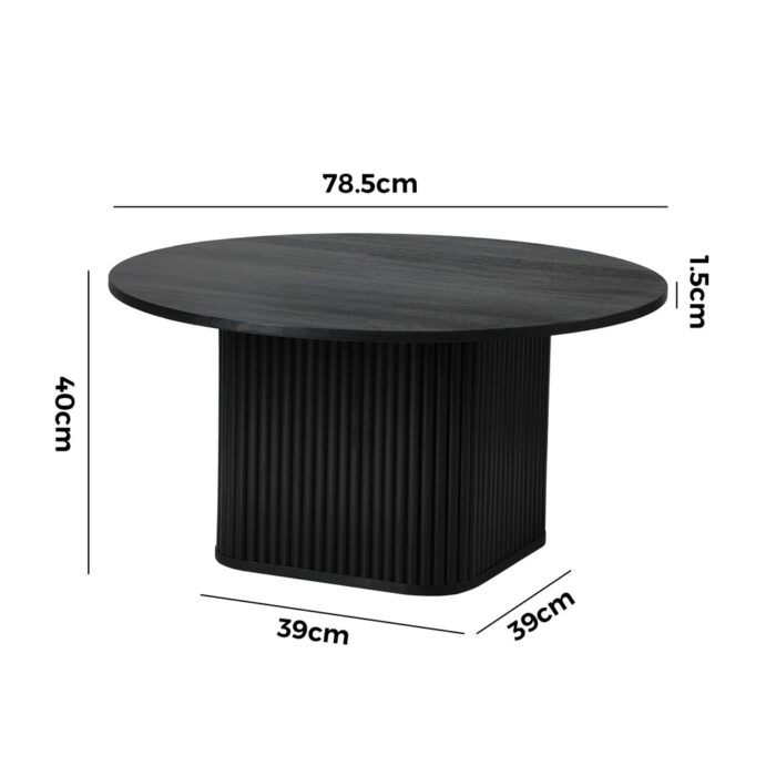 Oikiture Coffee Table Round Wooden Black - Image 6