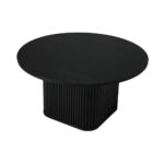 Oikiture Coffee Table Round Wooden Black - Image 3