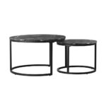 Oikiture Set of 2 Nesting Coffee Table Round Marble Black - Image 5