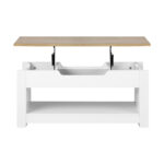 Oikiture Coffee Table Lift Up Top Hidden Storage Shelf - Image 2