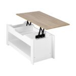 Oikiture Coffee Table Lift Up Top Hidden Storage Shelf - Image 4