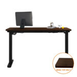 Oikiture Standing Desk Top with Drilled Hole Walnut 140x70cm - Image 5
