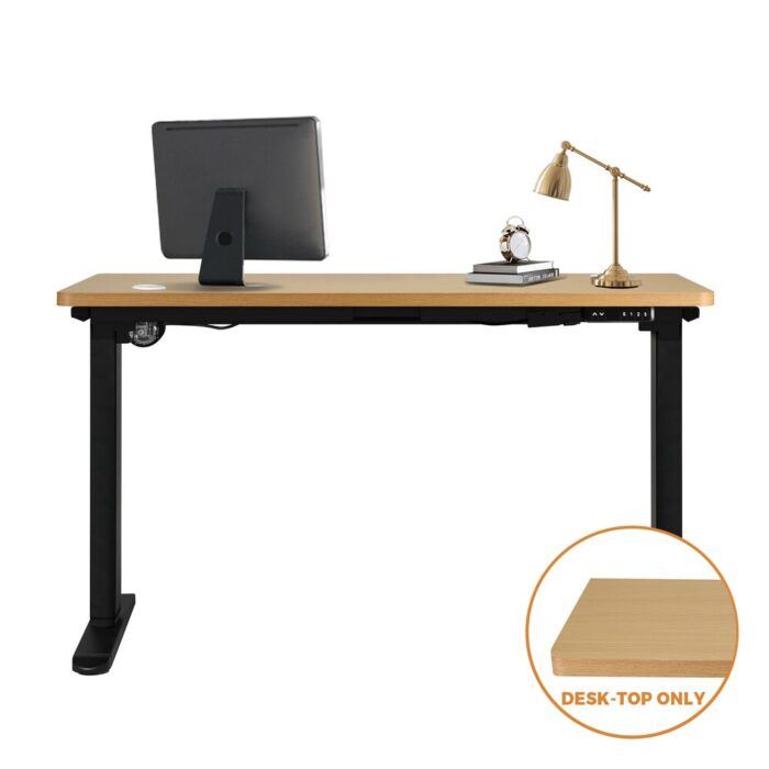 Oikiture Standing Desk Top with Drilled Hole OAK 150x75cm - Image 6
