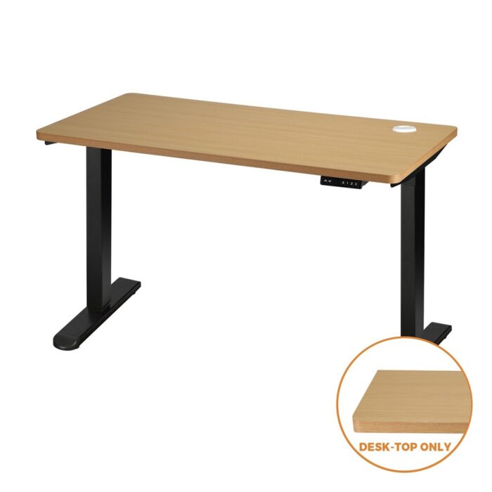 Oikiture Standing Desk Top with Drilled Hole OAK 150x75cm - Image 5
