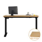Oikiture Standing Desk Top with Drilled Hole OAK 150x75cm - Image 7