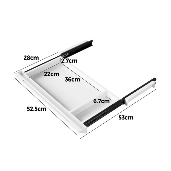 Oikiture Under Desk Drawer Pull-Out Drawer Sliding Tray White - Image 4