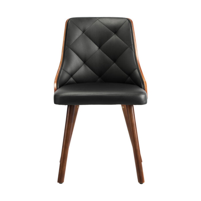 Oikiture Wooden Dining Chairs Padded Seat x2 Black - Image 3