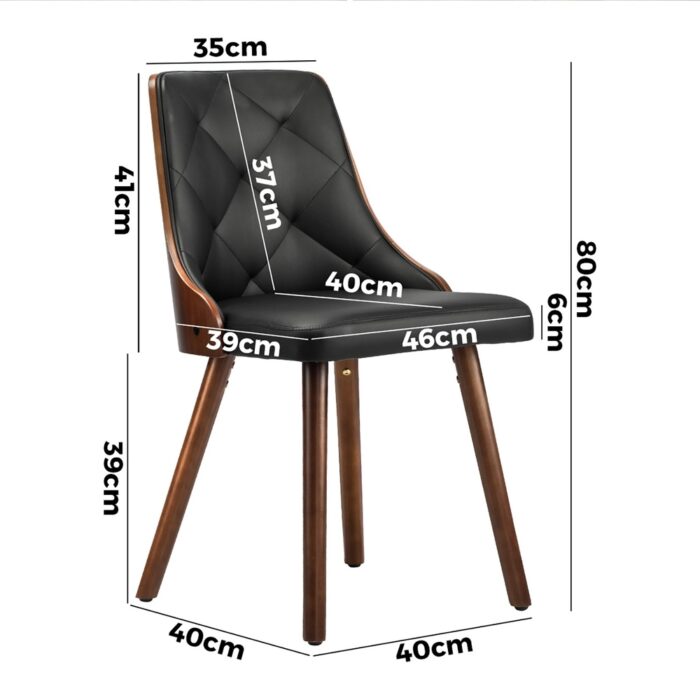 Oikiture Wooden Dining Chairs Padded Seat x2 Black - Image 5