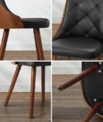 Oikiture Wooden Dining Chairs Padded Seat x2 Black - Image 2