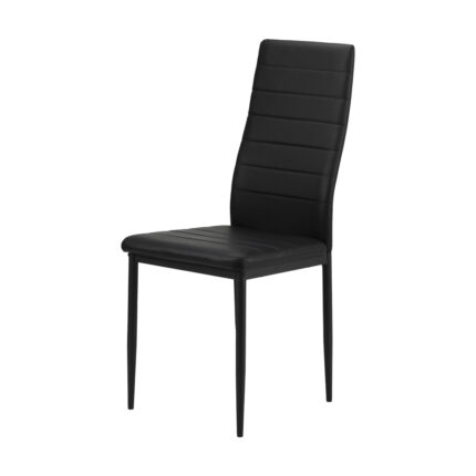 Oikiture 4PCS Dining Chairs High-Back Faux Leather Black