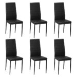 Oikiture 6PCS Dining Chairs High-Back Faux Leather Black