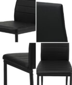 Oikiture 6PCS Dining Chairs High-Back Faux Leather Black - Image 7