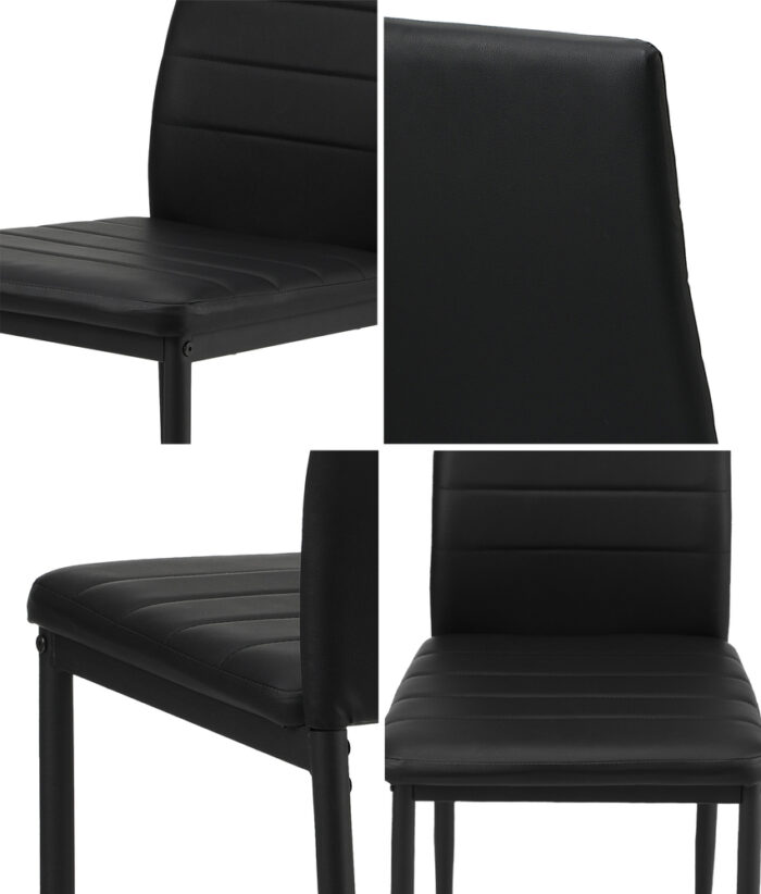 Oikiture 6PCS Dining Chairs High-Back Faux Leather Black - Image 7