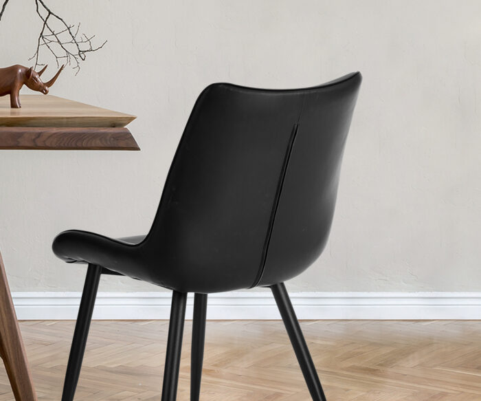 Oikiture 4x Dining Chairs Kitchen Accent Upholstered PU Leather Black - Image 3