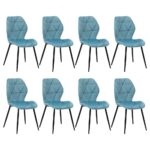 Oikiture Dining Chairs Set of 8 Velvet Blue - Image 7