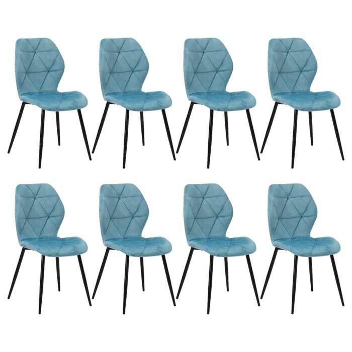 Oikiture Dining Chairs Set of 8 Velvet Blue - Image 7