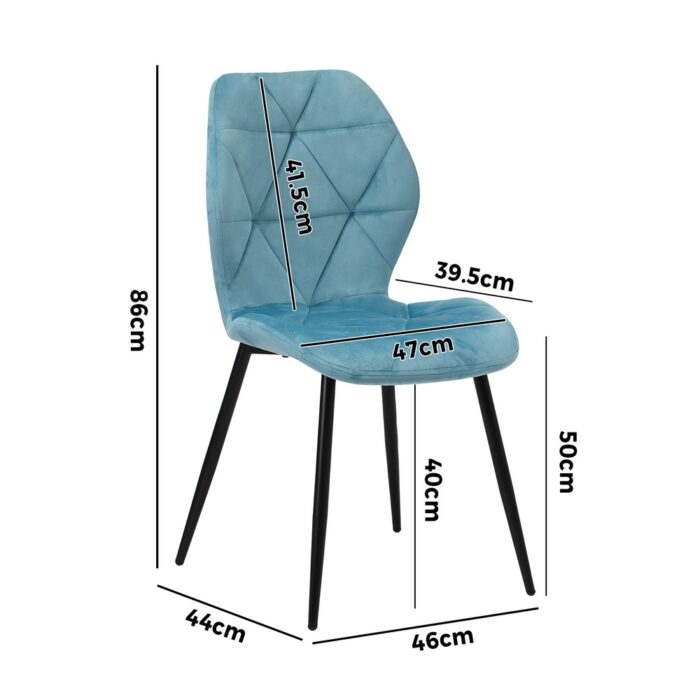 Oikiture Dining Chairs Set of 8 Velvet Blue - Image 3