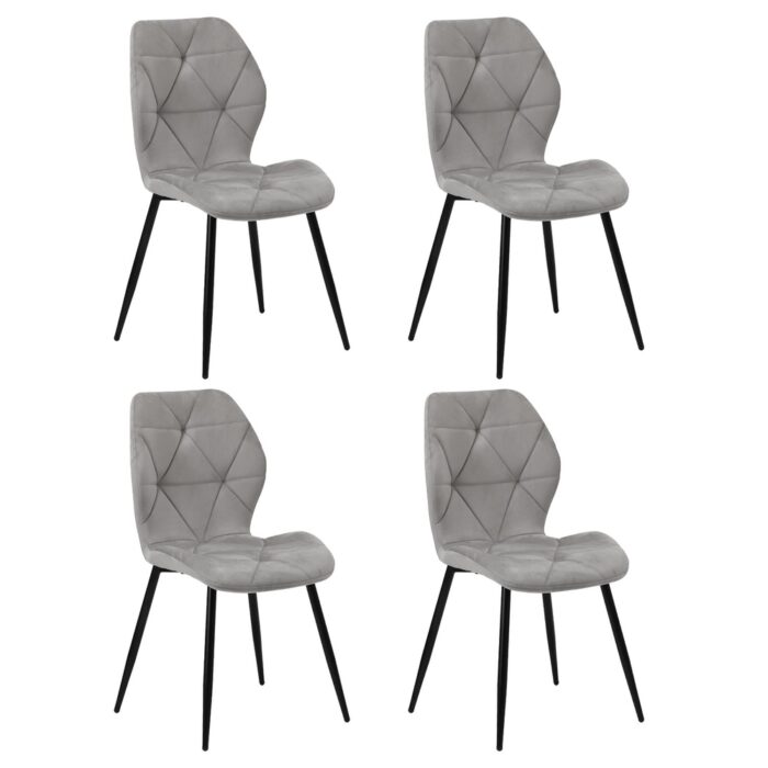 Oikiture Dining Chairs Set of 4 Velvet Grey - Image 4