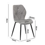 Oikiture Dining Chairs Set of 4 Velvet Grey - Image 7