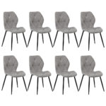 Oikiture Dining Chairs Set of 8 Velvet Grey