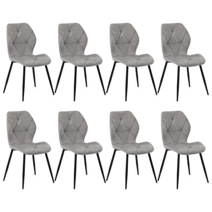 Oikiture Dining Chairs Set of 8 Velvet Grey
