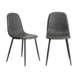 Oikiture 2x Dining Chairs Lounge Room PU Leather Grey