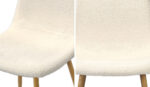 Oikiture 2x Dining Chairs Sherpa White and Wooden - Image 5