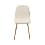 Oikiture 4x Dining Chairs Sherpa White and Wooden - Image 9