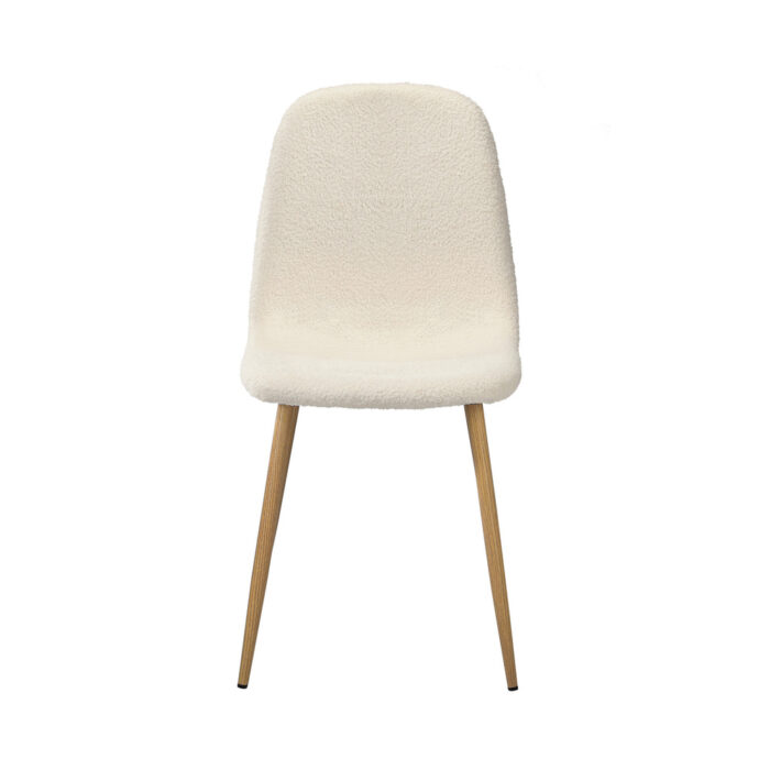 Oikiture 6x Dining Chairs Sherpa White and Wooden - Image 6