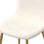 Oikiture 8x Dining Chairs Sherpa White and Wooden - Image 7