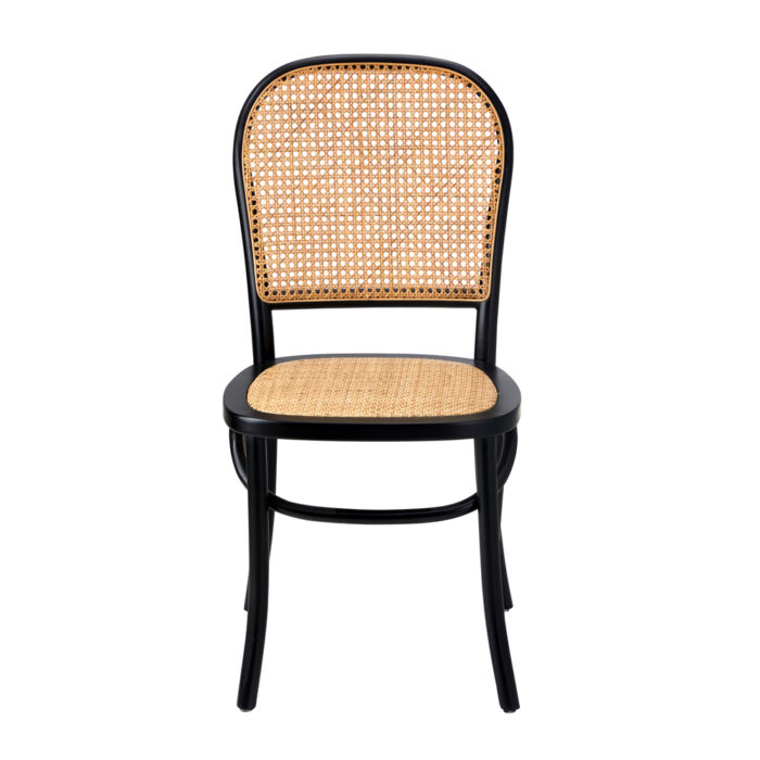 Oikiture 2PCS Dining Chairs Wooden Rattan Black - Image 7